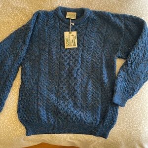 Aran Crafts Men's Blue Crewneck Sweater
